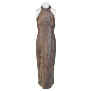 ALGO Animal Print Scale Sheen Maxi Dress Sz Small Petite